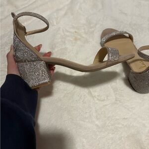 Lulu's Silver Rhinestone Block Heels